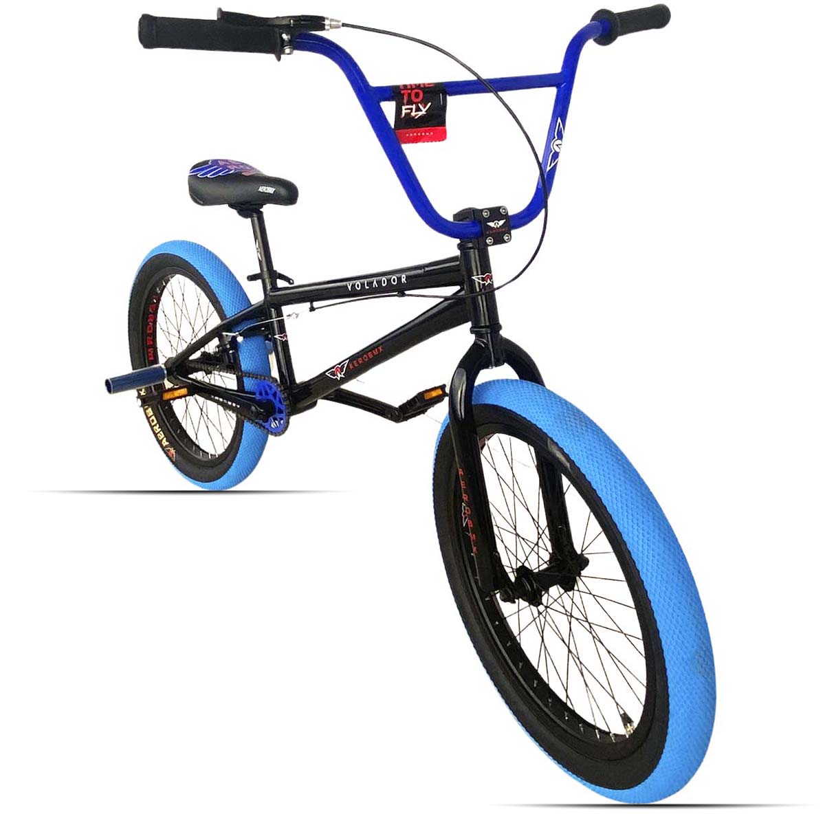 Bicicleta BMX Aerobmx Volador Centro Americano Profesional maza 14mm Rodado 20 negro-azul