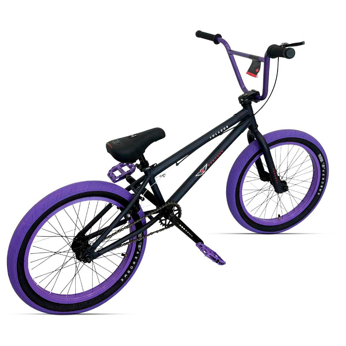 Bicicleta BMX Aerobmx Volador Centro Americano con cranks Rodado 20 color negro-morado