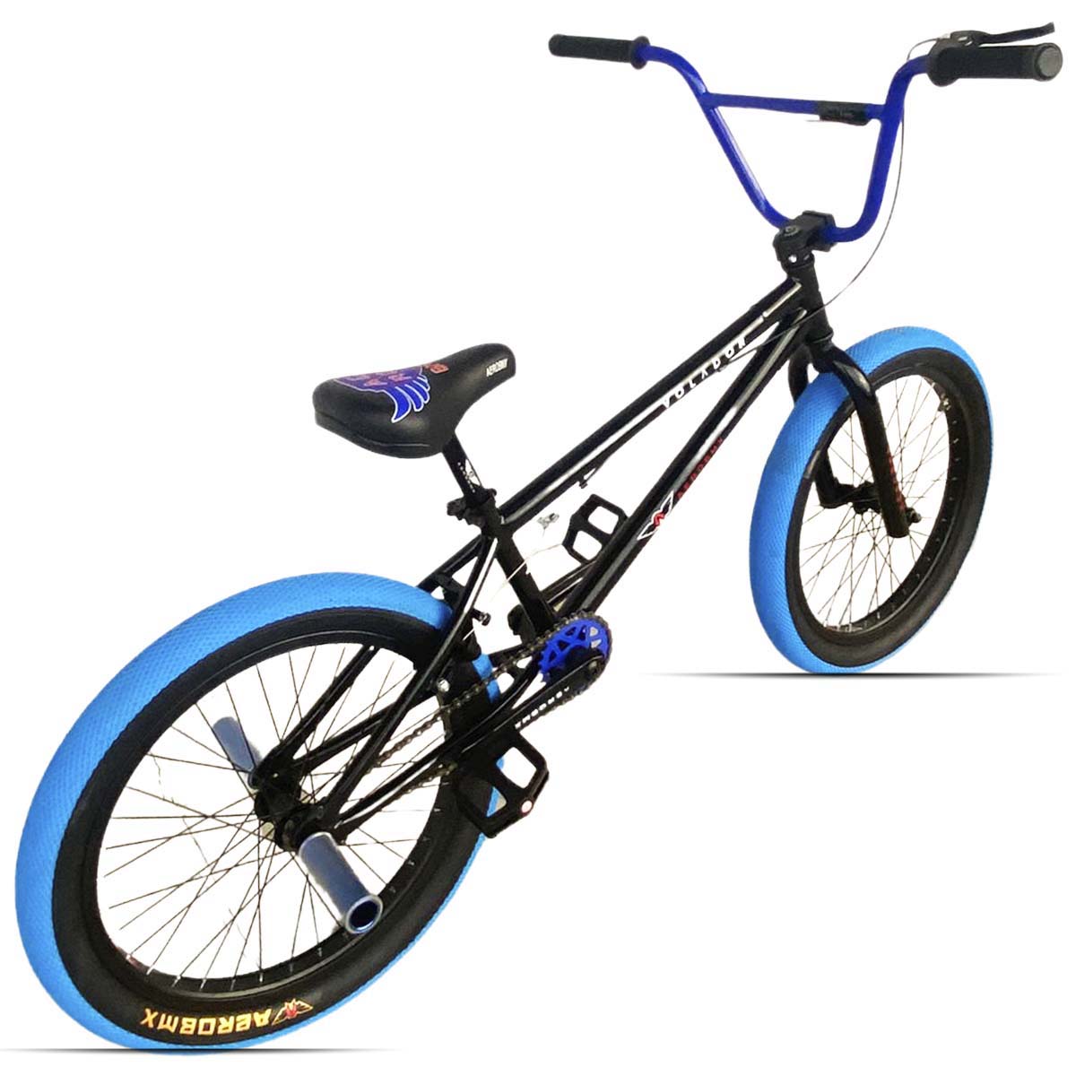 Bicicleta BMX Aerobmx Volador Centro Americano con cranks Rodado 20 color negro-azul