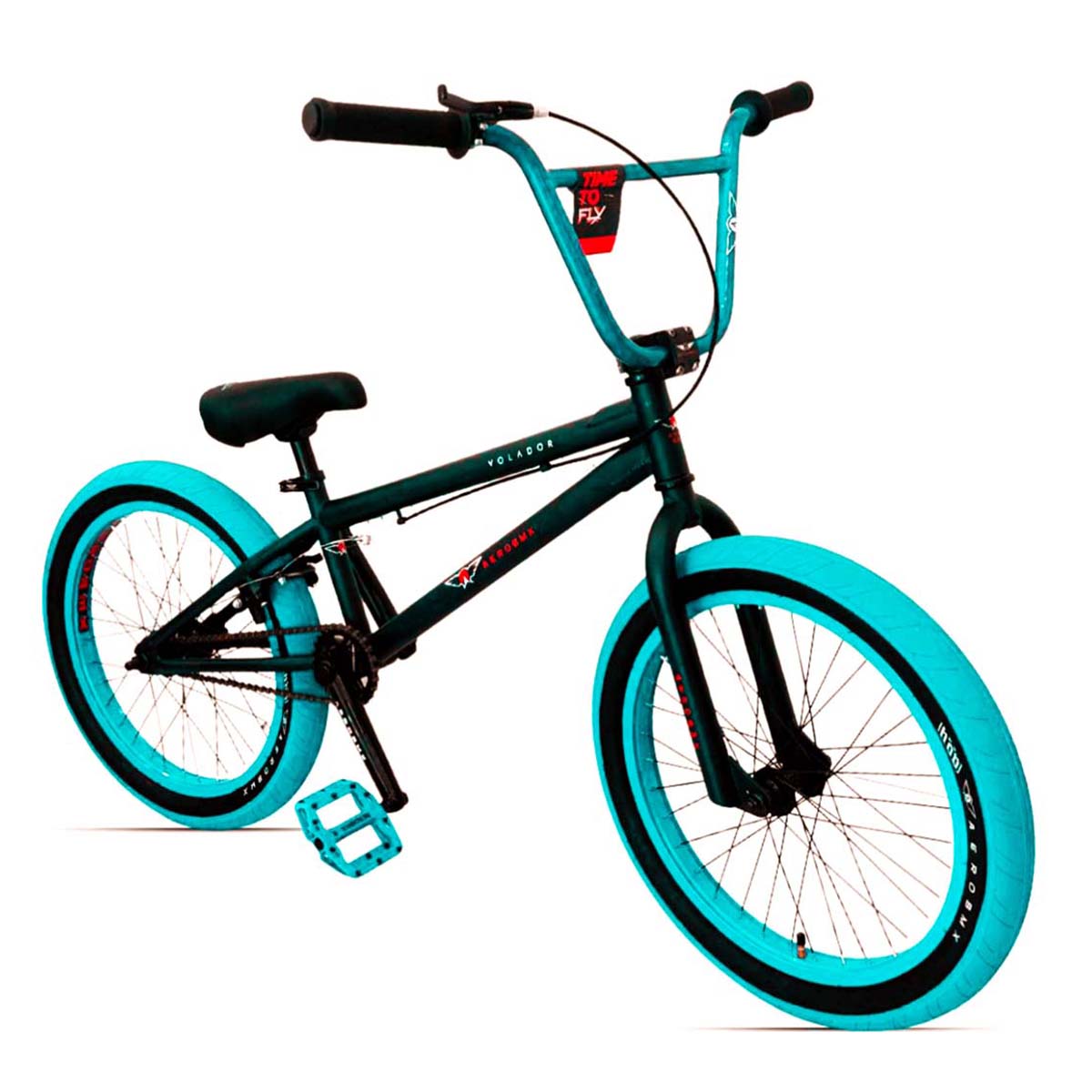 Bicicleta BMX Aerobmx Volador Centro Profesional Maza 14mm Rodado 20 negro-menta