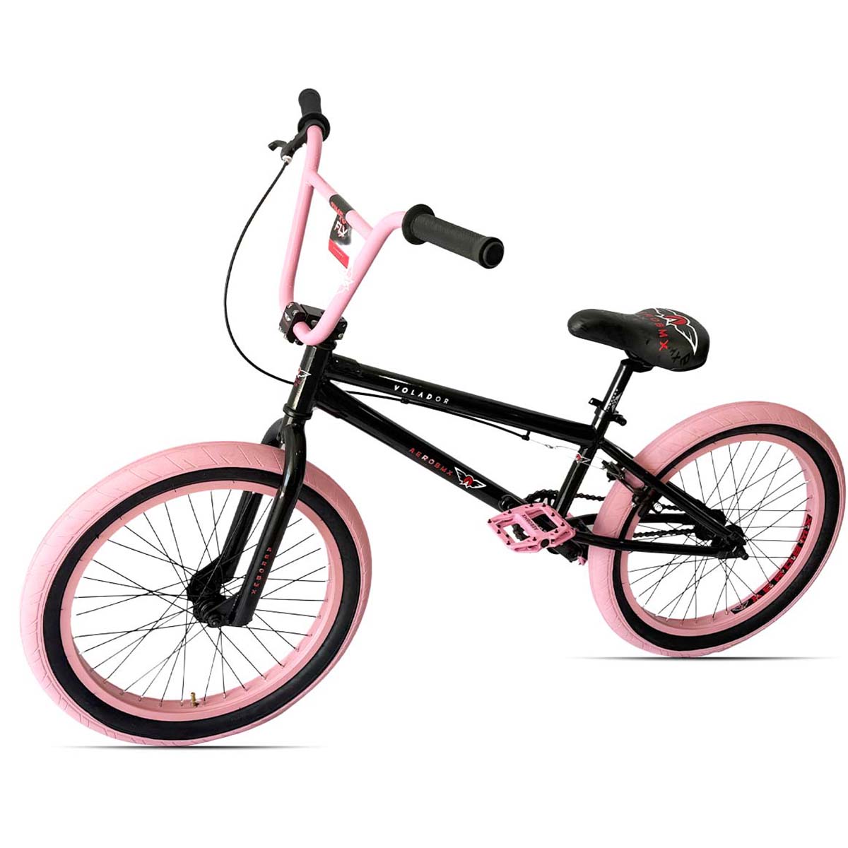 Bicicleta BMX Aerobmx Volador Centro Americano Profesional maza 14mm Rodado 20 negro-rosa