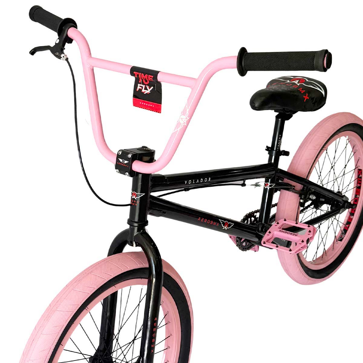 Bicicleta BMX Aerobmx Volador Centro Americano Profesional maza 14mm Rodado 20 negro-rosa