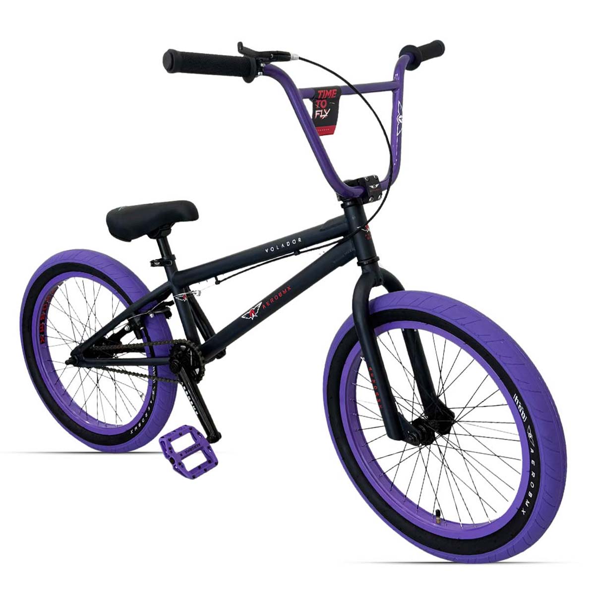 Bicicleta BMX Aerobmx Volador Centro Americano Profesional maza 14mm Rodado 20 negro-morado