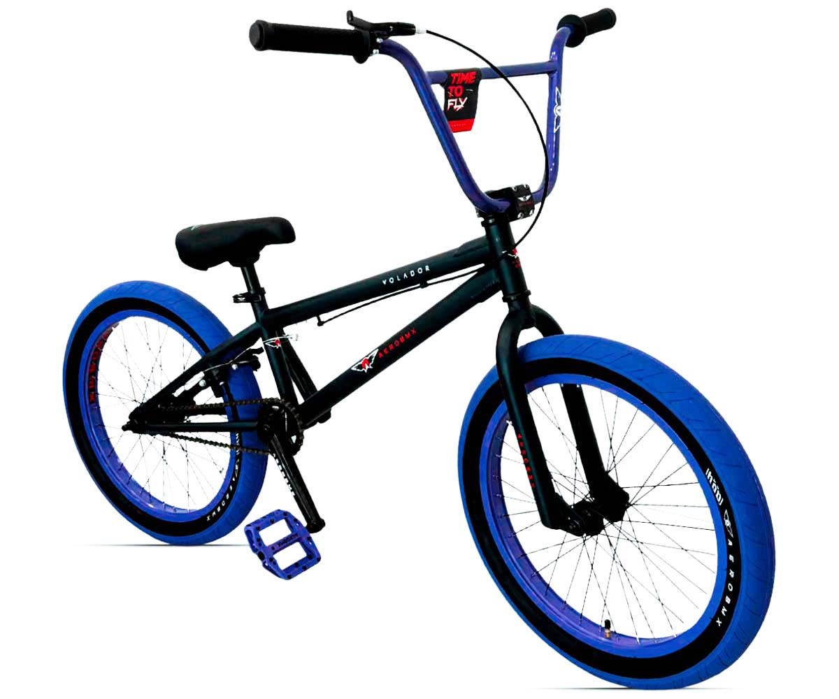 Bicicleta BMX Aerobmx Volador Centro Profesional Maza 14mm Rodado 20 negro-azul