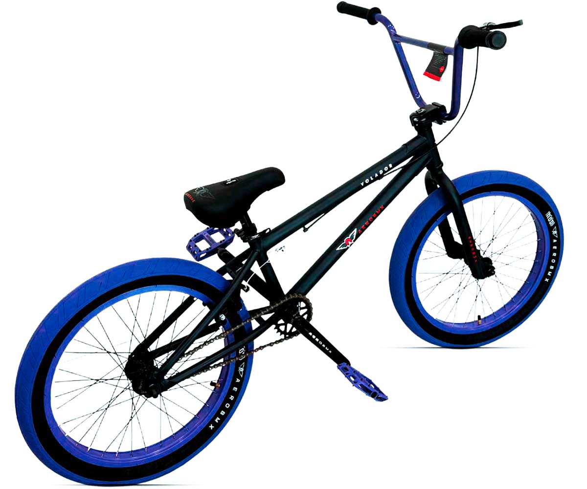 Bicicleta BMX Aerobmx Volador Centro Profesional Maza 14mm Rodado 20 negro-azul